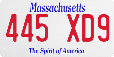 MA license plate 445XD9