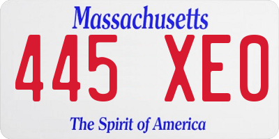 MA license plate 445XE0