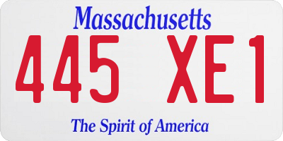 MA license plate 445XE1