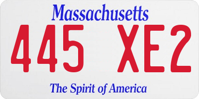 MA license plate 445XE2