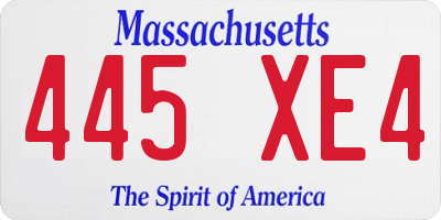 MA license plate 445XE4