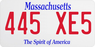 MA license plate 445XE5