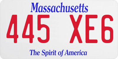 MA license plate 445XE6