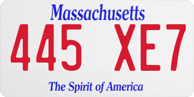 MA license plate 445XE7