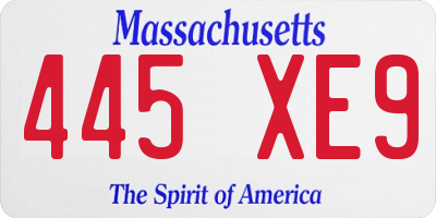 MA license plate 445XE9