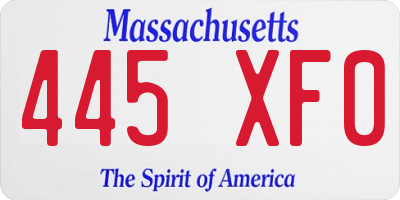 MA license plate 445XF0