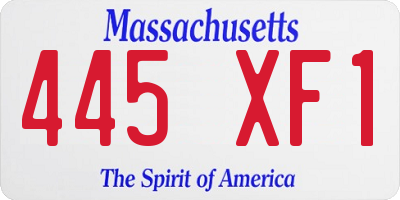 MA license plate 445XF1