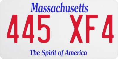 MA license plate 445XF4