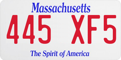 MA license plate 445XF5
