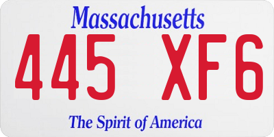 MA license plate 445XF6