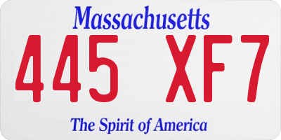 MA license plate 445XF7
