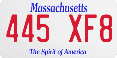 MA license plate 445XF8