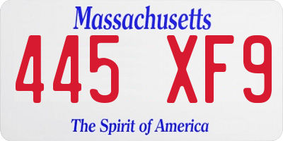 MA license plate 445XF9
