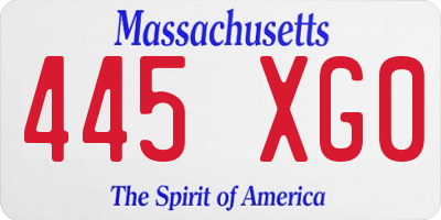 MA license plate 445XG0