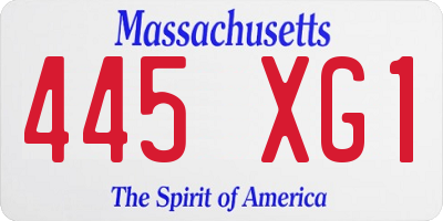 MA license plate 445XG1