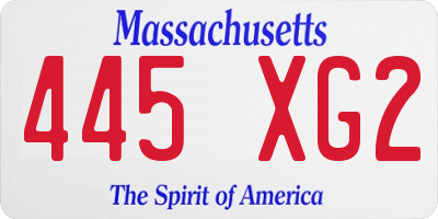 MA license plate 445XG2