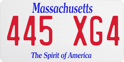 MA license plate 445XG4