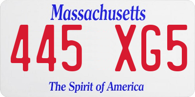 MA license plate 445XG5