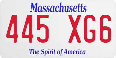 MA license plate 445XG6