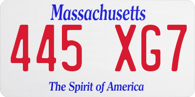 MA license plate 445XG7