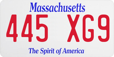 MA license plate 445XG9