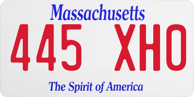 MA license plate 445XH0