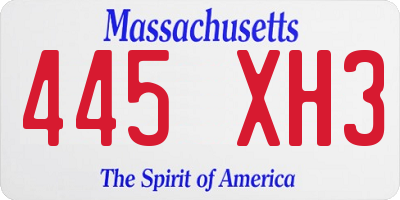 MA license plate 445XH3