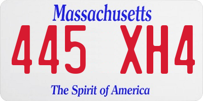 MA license plate 445XH4