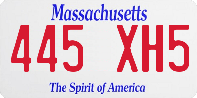 MA license plate 445XH5
