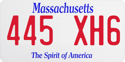 MA license plate 445XH6