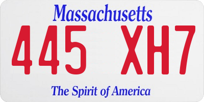 MA license plate 445XH7