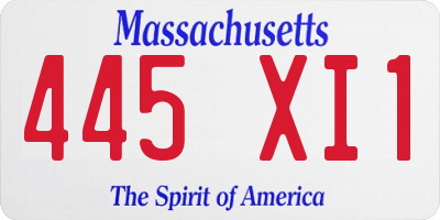MA license plate 445XI1