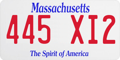 MA license plate 445XI2