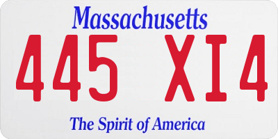 MA license plate 445XI4