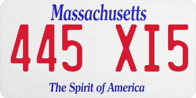 MA license plate 445XI5