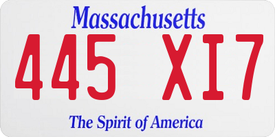 MA license plate 445XI7