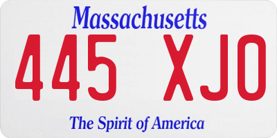 MA license plate 445XJ0