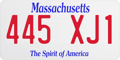 MA license plate 445XJ1