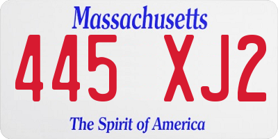 MA license plate 445XJ2