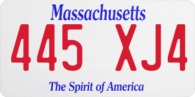 MA license plate 445XJ4