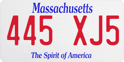 MA license plate 445XJ5