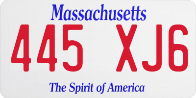 MA license plate 445XJ6