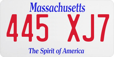 MA license plate 445XJ7