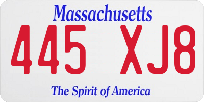 MA license plate 445XJ8