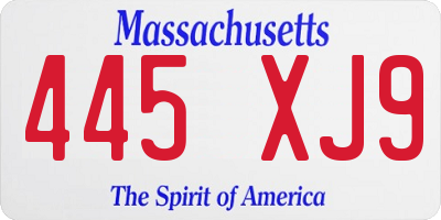 MA license plate 445XJ9