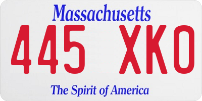 MA license plate 445XK0