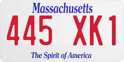 MA license plate 445XK1