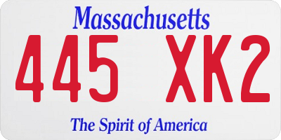 MA license plate 445XK2