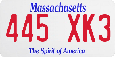 MA license plate 445XK3