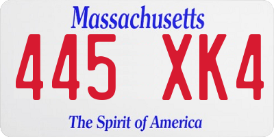 MA license plate 445XK4